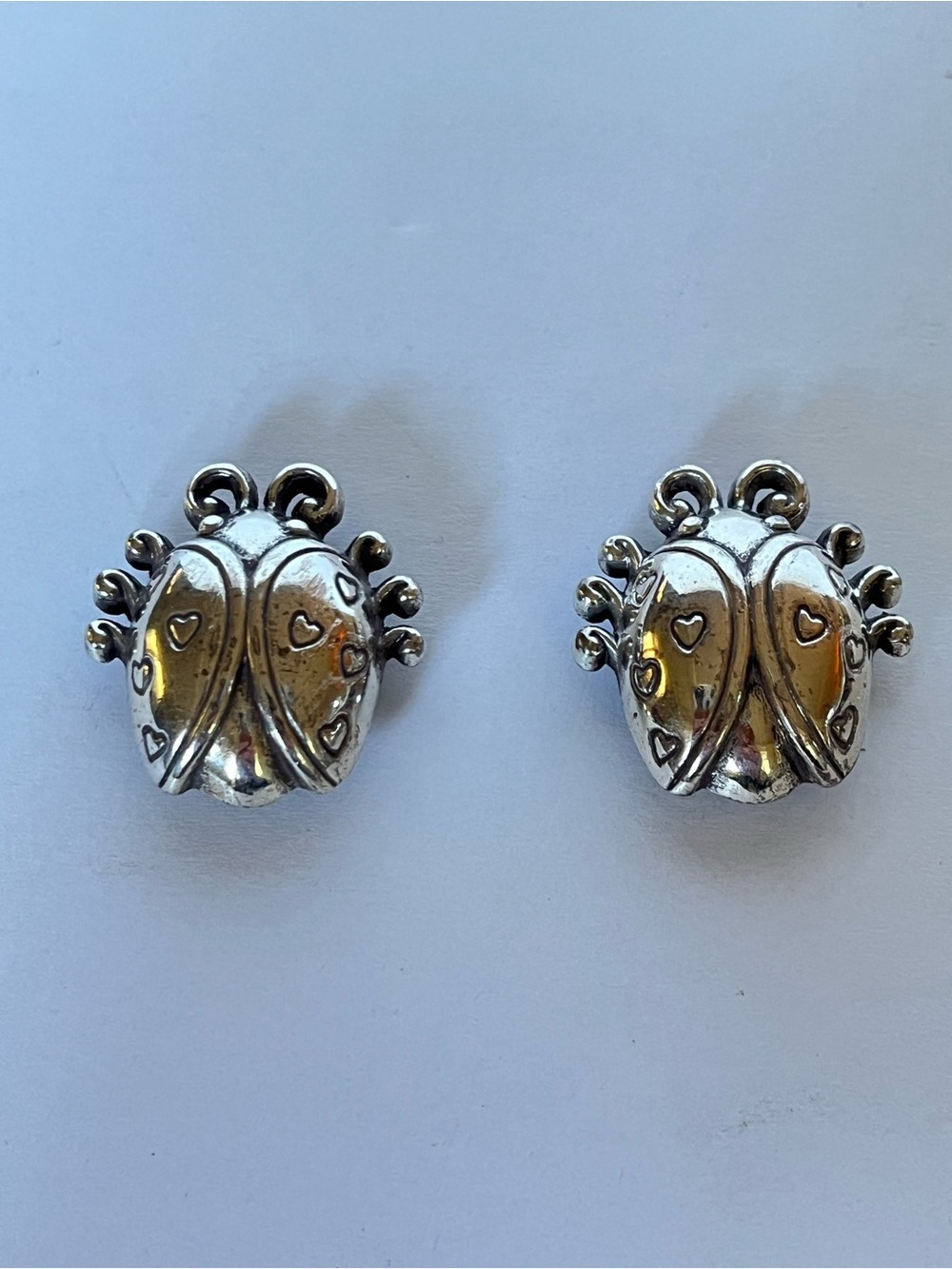 Vintage Brighton Silver Tone Ladybug Magnets Set of 2